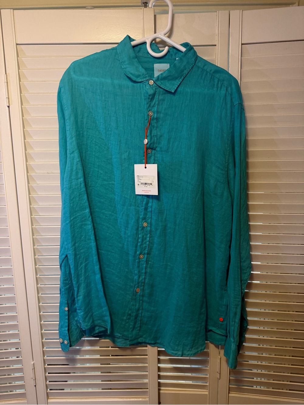 Swims.com Teal Longer-Sleeve Button-Down Shirt